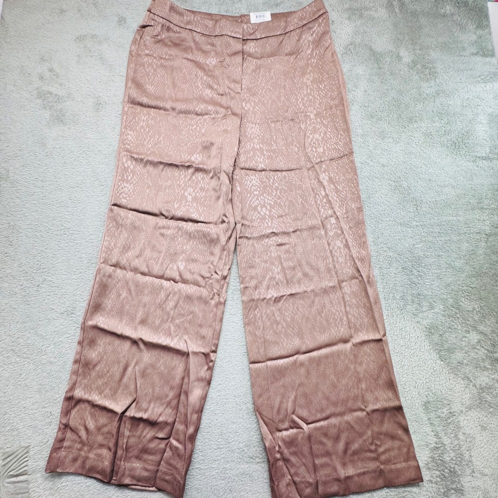Alfani Women's‎ Mod Shimmer 3 Warmest Brown Cropped Wide Leg Pants Size 12